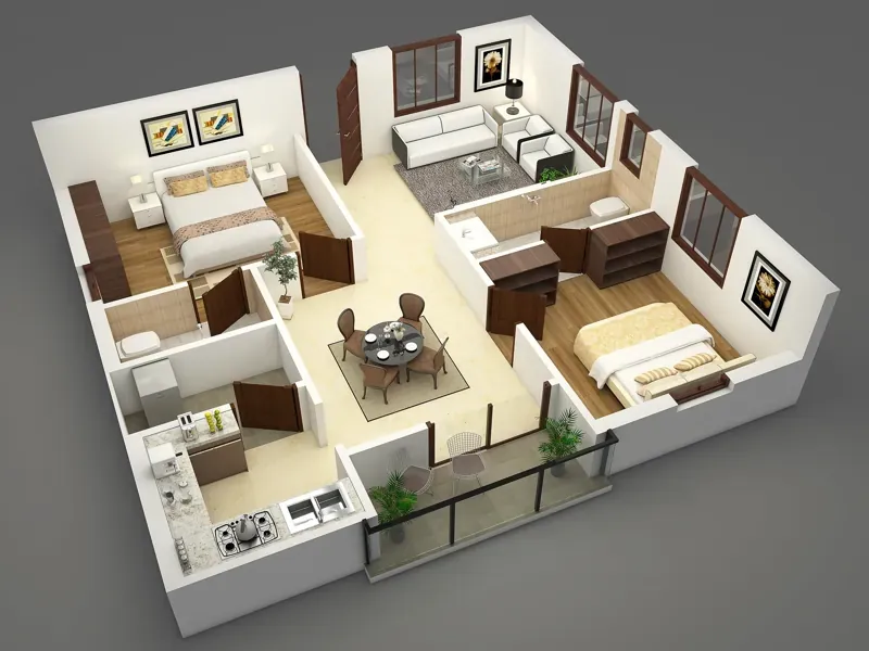 2.5 BHK indicative floor plan at Brigade Whitefield-Hoskote East Bangalore