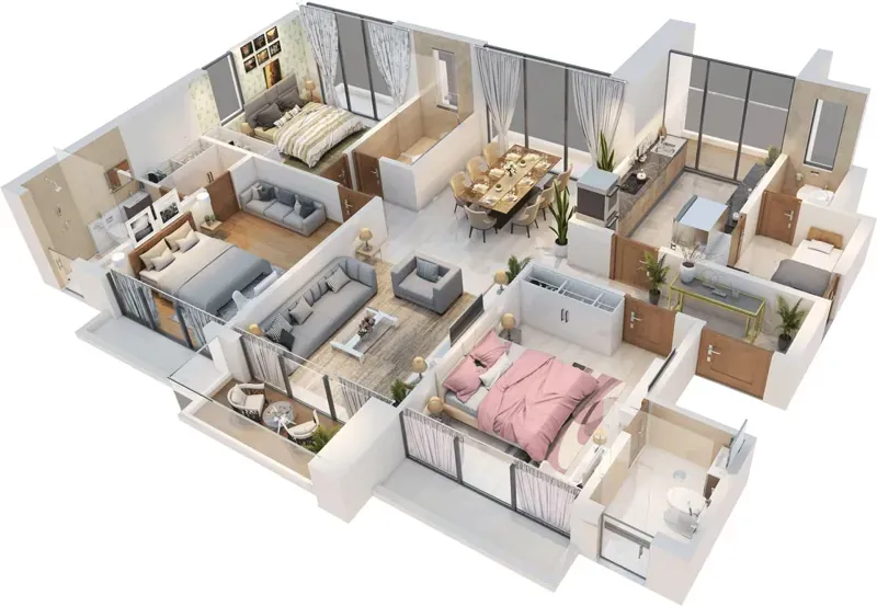 4 BHK indicative floor plan at Brigade Whitefield-Hoskote East Bangalore